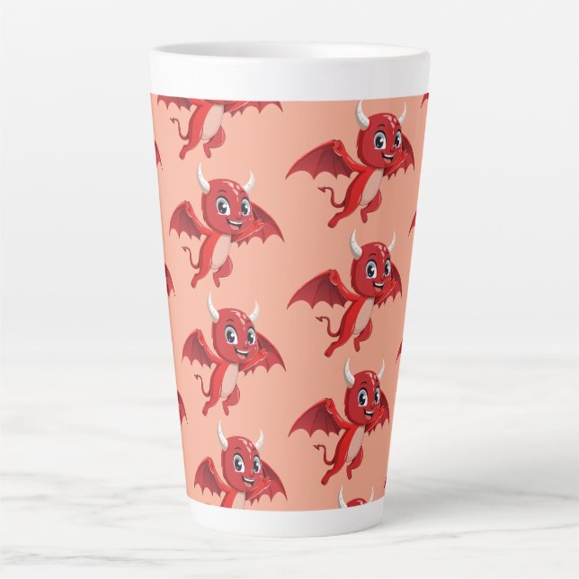 Caneca De Café Latte Cute cartoon flying devil (Frente)