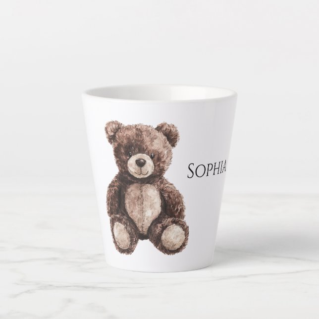 Caneca De Café Latte Cute Chocolate Brown Teddy Bear (Frente)