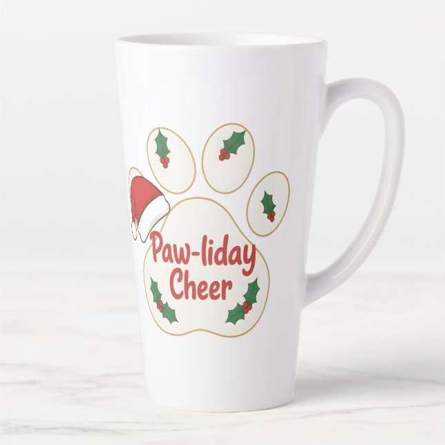 Caneca De Café Latte Cute Christmas Pet Paw (Direita)
