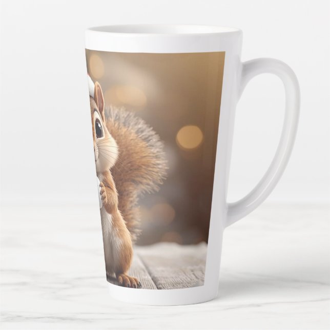 Caneca De Café Latte Cute Christmas Squirrel Latte Mug (Direita)