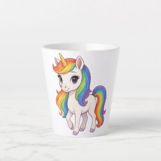 Caneca De Café Latte Cute, Colorful Rainbow unicorn