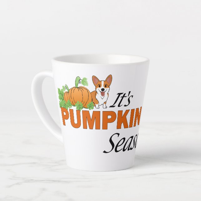 Caneca De Café Latte Cute Corgi Pumpkin Spice (Ângulo esquerdo)