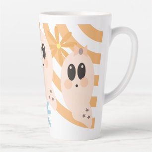 Caneca De Café Latte Cute Fantasma Ghoul Retro Groovy Floral