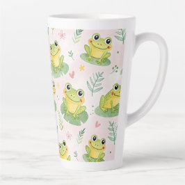 Caneca De Café Latte Cute frogs Pattern