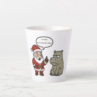 Caneca De Café Latte cute, funny Santa and Hippo Christmas