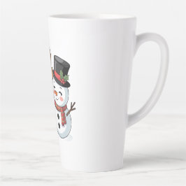 Caneca De Café Latte Cute Holiday Reindeer & Snowman