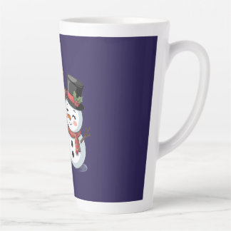 Caneca De Café Latte Cute Holiday Reindeer & Snowman