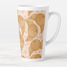 Caneca De Café Latte Cute Kawaii Bakery Happy Croissant Pastel