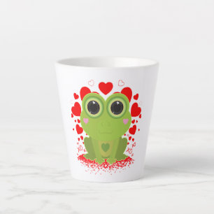 Caneca De Café Latte Cute Kawaii Sapo Corações XOXO Amor Aconchegante C