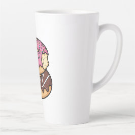 Caneca De Café Latte Cute Kawaii Stacked Donuts Illustration