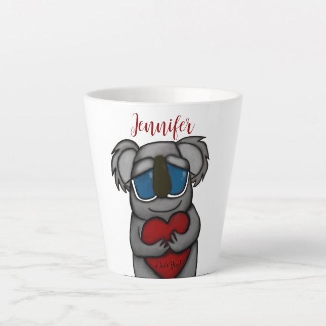 Caneca De Café Latte Cute Koala Bear (Frente)