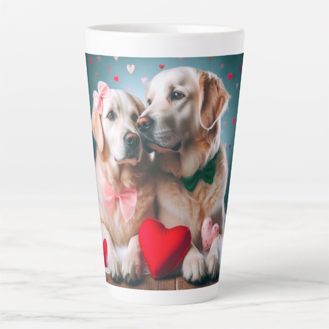 Caneca De Café Latte Cute labrador couple valentine's day (Frente)