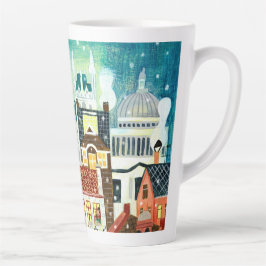Caneca De Café Latte Cute London na ilustração da cidade de neve