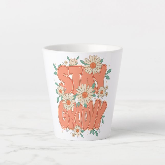 Caneca De Café Latte Cute Orange Hippie Typography (Frente)