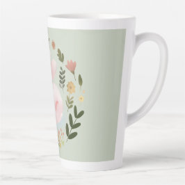 Caneca De Café Latte Cute Pastel Spring Bunny Floral Wreath Nursery Art