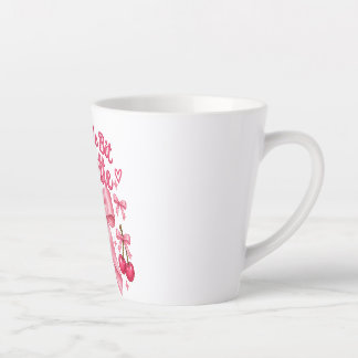 Caneca De Café Latte Cute Pink Coquette Laço Cereja Estética Feminina 