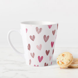 Caneca De Café Latte Cute Pink Heart Pattern – Romantic &Stylish Design