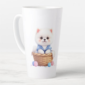 Caneca De Café Latte Cute Puppy in Basket Latte Mug