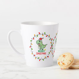 Caneca De Café Latte Cute Santa Dino Merry Christmas 