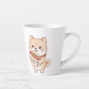 Caneca De Café Latte Cute Shiba Inu com Taiwan Sausage Wrap Kawaii N