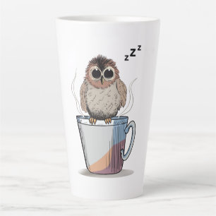 Caneca De Café Latte Cute Sleepy Owl Coffee Sketch Latte Mug