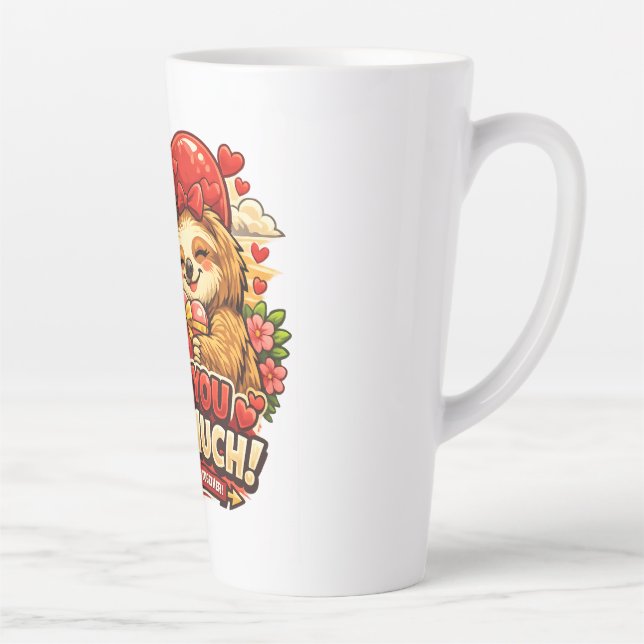 Caneca De Café Latte Cute Sloth Valentine’s Day Love Design, I Love You (Direita)