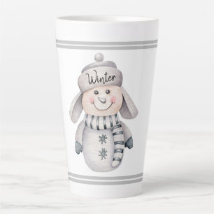 Caneca De Café Latte Cute Snowman