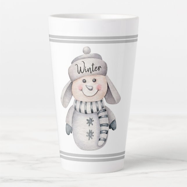 Caneca De Café Latte Cute Snowman (Frente)