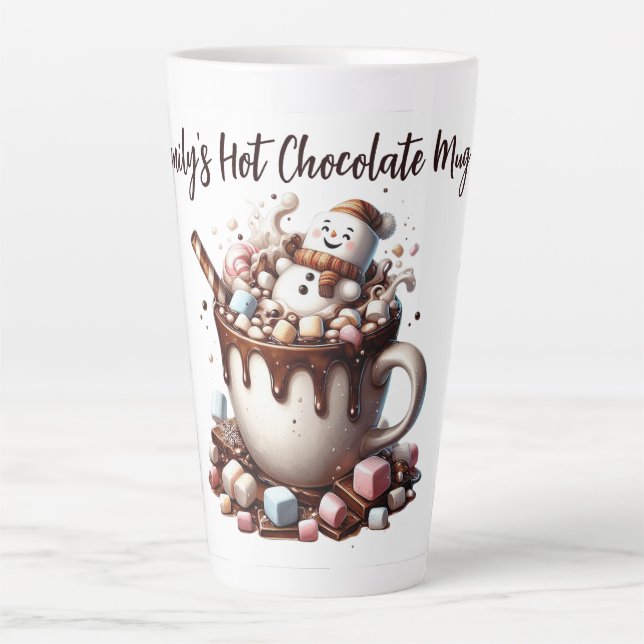 Caneca De Café Latte Cute Snowman Cocoa Design  (Frente)