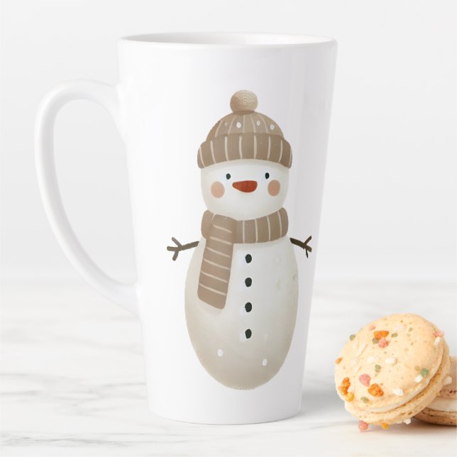 Caneca De Café Latte Cute Snowman Drawing Name Christmas (In Situ)