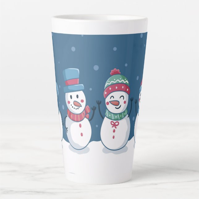 Caneca De Café Latte Cute Snowmen (Frente)