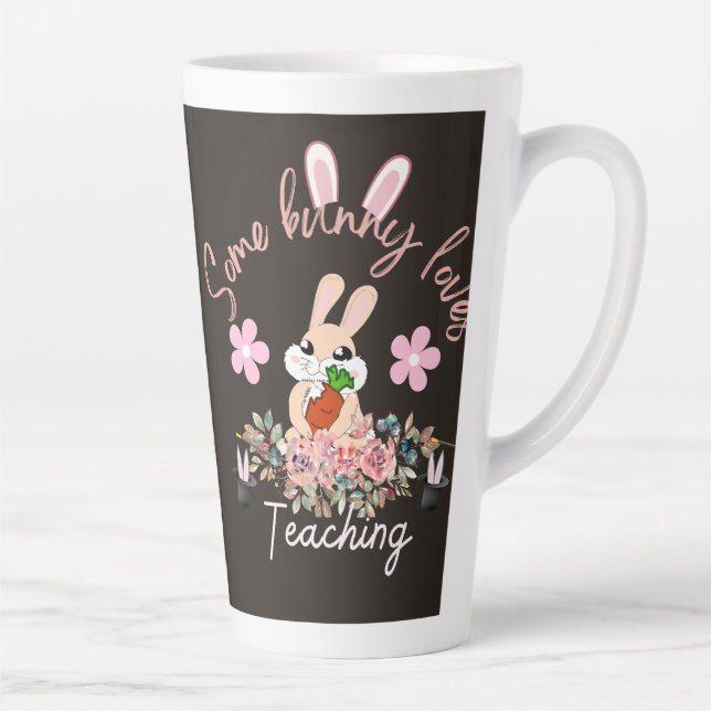 Caneca De Café Latte Cute some bunny loves teaching mug (Direita)