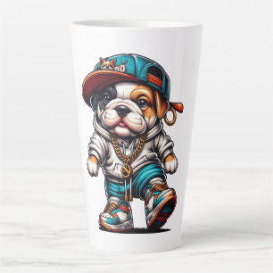 Caneca De Café Latte Cute Streetwear Bulldog Filhote   Amante de Cães G