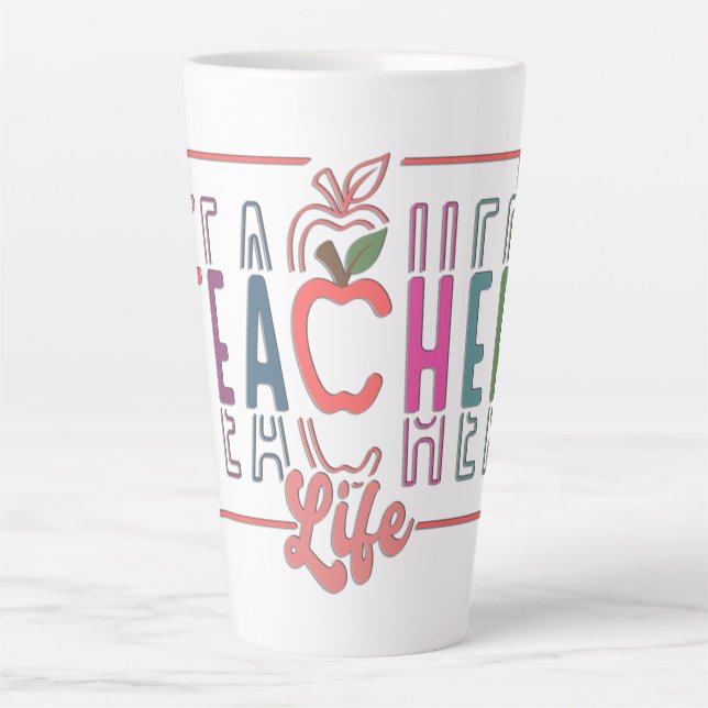 Caneca De Café Latte Cute Teacher Life (Frente)