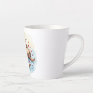 Caneca De Café Latte Cute Watercolor Animals in love Latte Mug