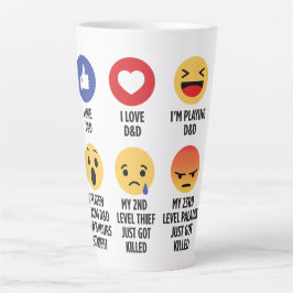 Caneca De Café Latte D&D Emojis