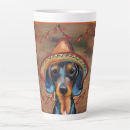 Caneca De Café Latte Dachshund Cinco de Mayo