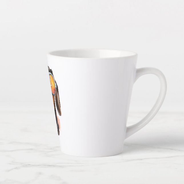 Caneca De Café Latte Dachshund com óculos de sol (Direita)