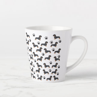 Caneca De Café Latte Dachshund e Paw Print Pattern Mug