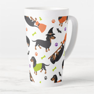 Caneca De Café Latte Dachshund Halloween Latte Mug