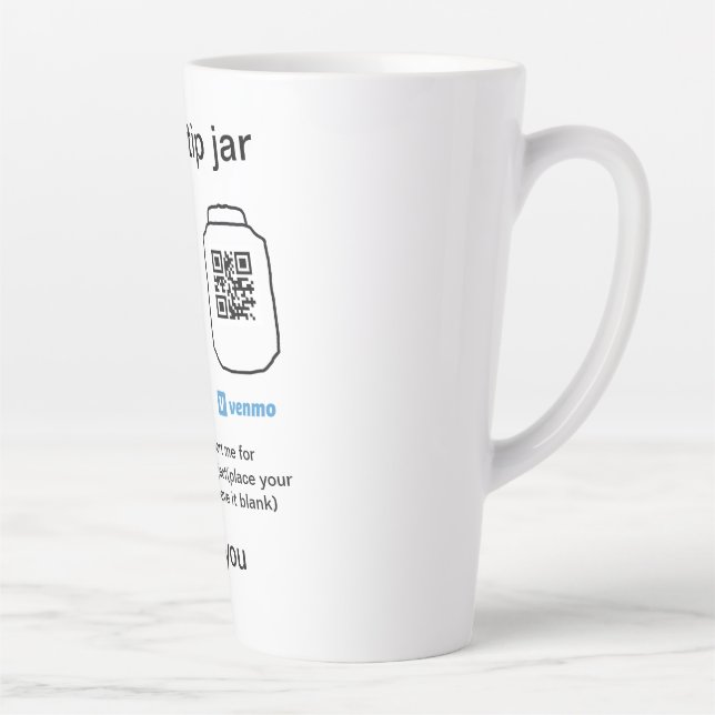 Caneca De Café Latte Dádiva virtual jar q r código doação de moeda PayP (Direita)