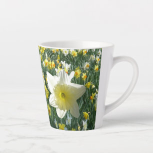 Caneca De Café Latte Daffodils Spring Flowers White Latte Mug