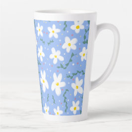 Caneca De Café Latte Daisies Azuis