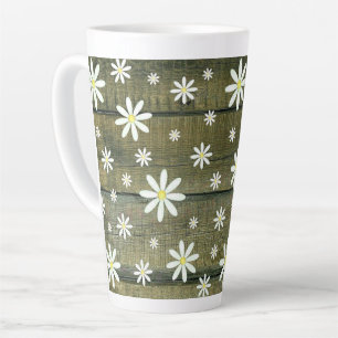 Caneca De Café Latte Daisies Rustic Barn Conselho Daisy Flower