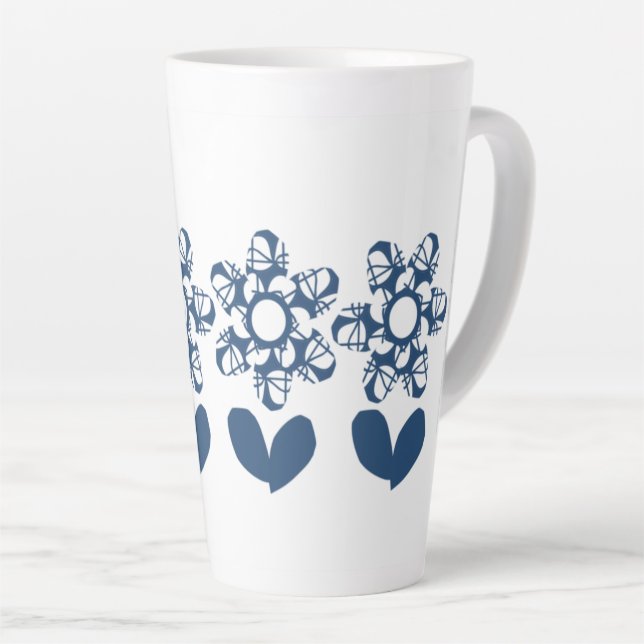 Caneca De Café Latte Daisy Azul Deco (Ângulo direito)