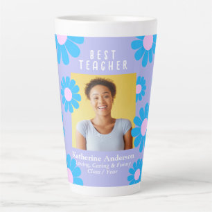 Caneca De Café Latte Daisy Best Teacher Photo Purple