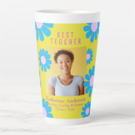 Caneca De Café Latte Daisy Best Teacher Photo Yellow