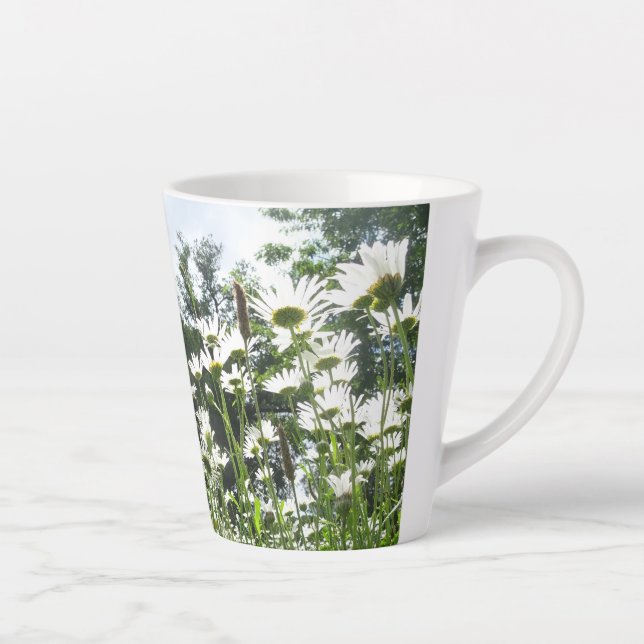 Caneca De Café Latte Daisy Flowers Latte Mug (Direita)