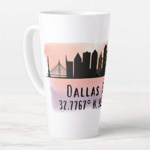 Caneca De Café Latte Dallas TX Skyline Latitude e Longitude