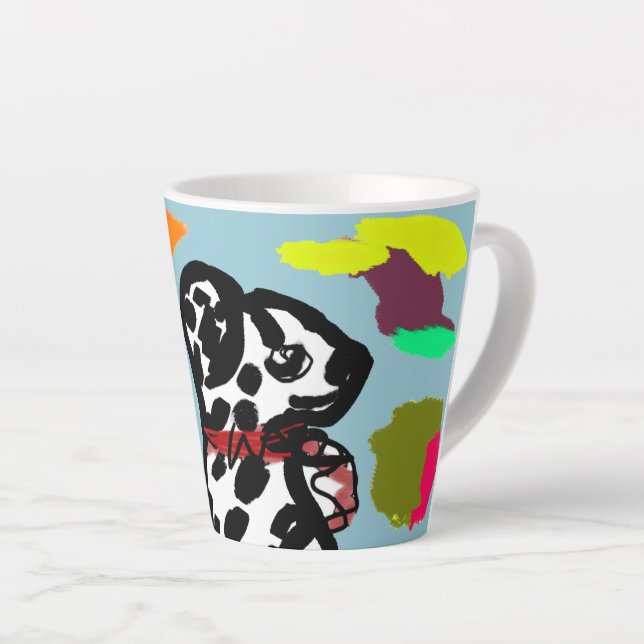 Caneca De Café Latte Dalmaciano no outono (Ângulo direito)